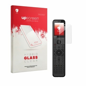 Face avant d’un emballage produit avec le logo de la marque upscreen. À côté, l’appareil Sofabaton U3 est représenté avec la p