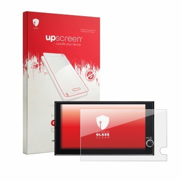 Parte frontale di una confezione del prodotto con il logo del marchio upscreen. Accanto è raffigurato il dispositivo Toyota Ay