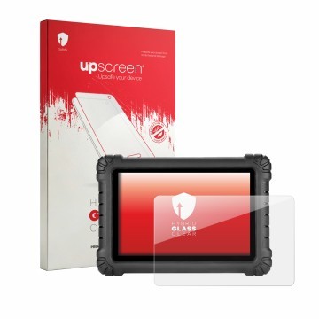 Parte frontale di una confezione del prodotto con il logo del marchio upscreen. Accanto è raffigurato il dispositivo Autel Max