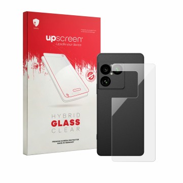 Parte frontal de un envase de producto con el logotipo de la marca upscreen. Al lado se muestra el dispositivo Sony Xperia 1 V
