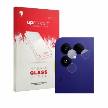 Vorderseite einer Produktverpackung mit dem Markenlogo upscreen. Daneben ist das Gerät Fairphone 6 Plus (NUR Kamera) mit dem z