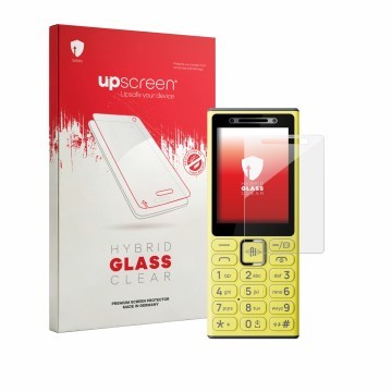Parte frontale di una confezione del prodotto con il logo del marchio upscreen. Accanto è raffigurato il dispositivo Nokia 200