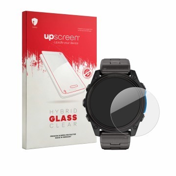 Vorderseite einer Produktverpackung mit dem Markenlogo upscreen. Daneben ist das Gerät Garmin D2 Mach 2 (51 mm) mit dem zugehö