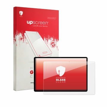 Parte frontal de un envase de producto con el logotipo de la marca upscreen. Al lado se muestra el dispositivo LEVIRTU M602 13