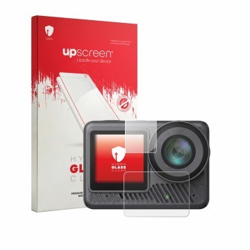 Vorderseite einer Produktverpackung mit dem Markenlogo upscreen. Daneben ist das Gerät Akaso Brave 8 Lite mit dem zugehörigen 