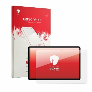 Parte frontale di una confezione del prodotto con il logo del marchio upscreen. Accanto è raffigurato il dispositivo Honor Pad