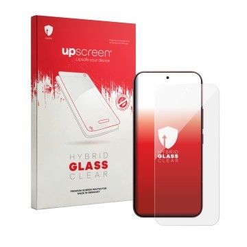 Face avant d’un emballage produit avec le logo de la marque upscreen. À côté, l’appareil Xiaomi Poco F9 Ultra est représenté a