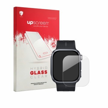 Parte frontale di una confezione del prodotto con il logo del marchio upscreen. Accanto è raffigurato il dispositivo Huawei Wa