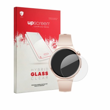 Parte frontale di una confezione del prodotto con il logo del marchio upscreen. Accanto è raffigurato il dispositivo Huawei Wa