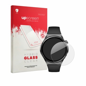 Parte frontale di una confezione del prodotto con il logo del marchio upscreen. Accanto è raffigurato il dispositivo Huawei Wa