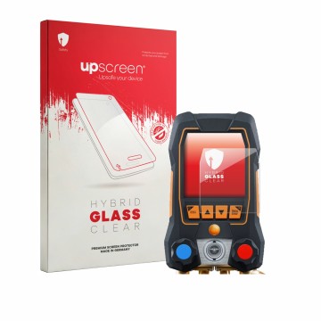 Front side of a product packaging with the brand logo upscreen. Next to it is the device Testo 558s shown with the correspondi