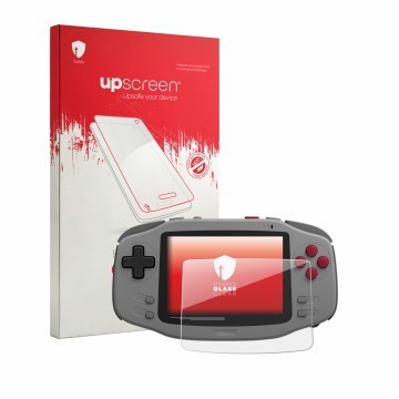 Front side of a product packaging with the brand logo upscreen. Next to it is the device AYANEO KONKR Pocket Advance shown wit