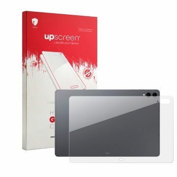 Front side of a product packaging with the brand logo upscreen. Next to it is the device Samsung Galaxy Tab S12 Ultra (Back) s