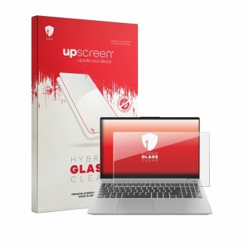 Front side of a product packaging with the brand logo upscreen. Next to it is the device Lenovo IdeaPad 5 15ITL05 shown with t