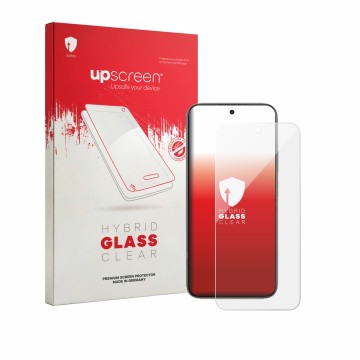 Parte frontale di una confezione del prodotto con il logo del marchio upscreen. Accanto è raffigurato il dispositivo realme 16