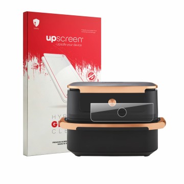 Face avant d’un emballage produit avec le logo de la marque upscreen. À côté, l’appareil Ninja Foodi FlexDrawer AF500EUCP est 