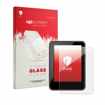 Parte frontal de un envase de producto con el logotipo de la marca upscreen. Al lado se muestra el dispositivo Bosch Intuvia 2