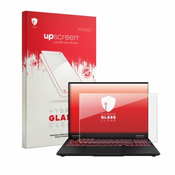 Parte frontale di una confezione del prodotto con il logo del marchio upscreen. Accanto è raffigurato il dispositivo ASUS TUF 