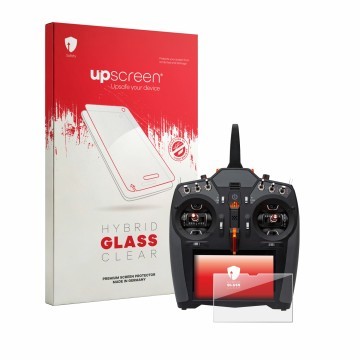 Vorderseite einer Produktverpackung mit dem Markenlogo upscreen. Daneben ist das Gerät Spektrum iX20 Special Edition mit dem z