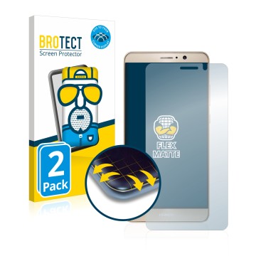 Front side of a product packaging with the brand logo BROTECT. Next to it is the device Huawei Mate 9 shown with the correspon