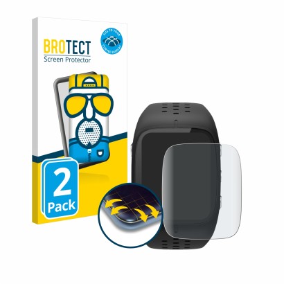 Front side of a product packaging with the brand logo BROTECT. Next to it is the device Polar M430 shown with the correspondin