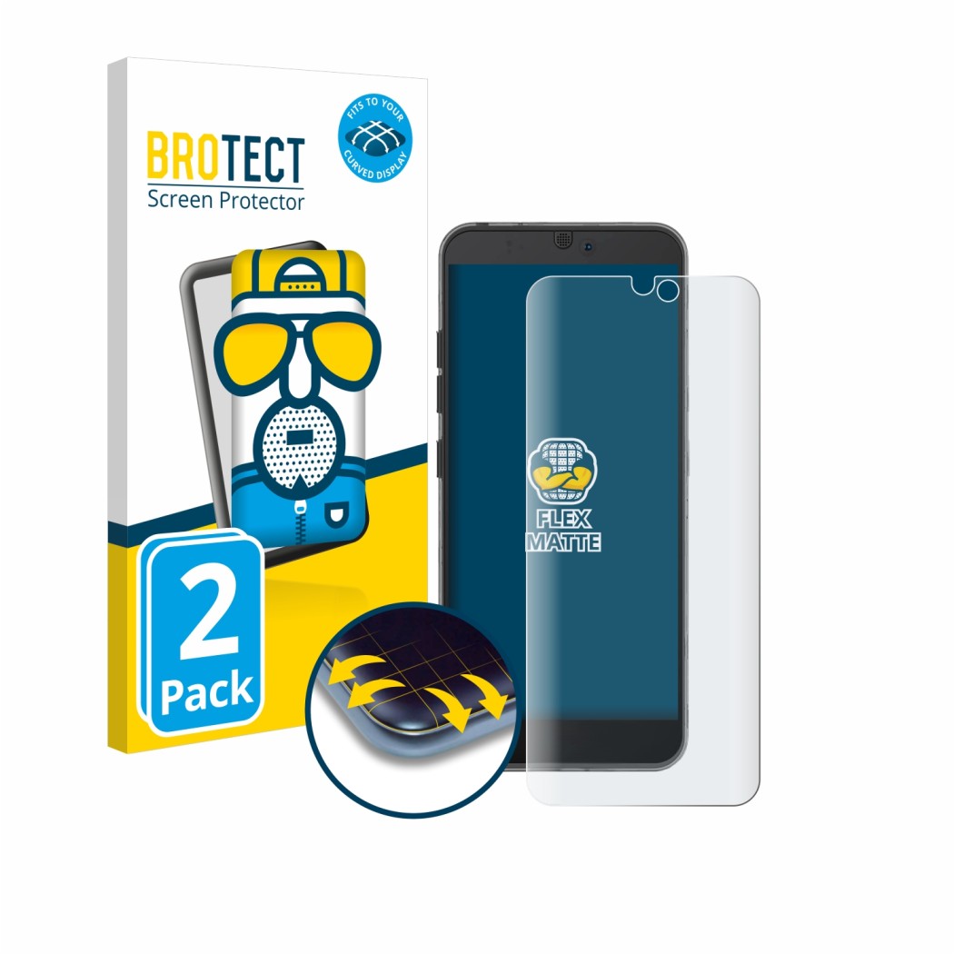 Front side of a product packaging with the brand logo BROTECT. Next to it is the device Fairphone 3 shown with the correspondi