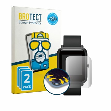 Parte frontale di una confezione del prodotto con il logo del marchio BROTECT. Accanto è raffigurato il dispositivo Huami Amaz