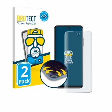 Face avant d’un emballage produit avec le logo de la marque BROTECT. À côté, l’appareil Xiaomi Redmi Note 10 5G est représenté