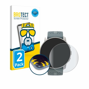 Vorderseite einer Produktverpackung mit dem Markenlogo BROTECT. Daneben ist das Gerät Suunto 9 Peak mit dem zugehörigen Displa
