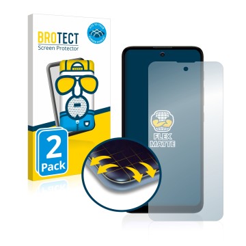 Front side of a product packaging with the brand logo BROTECT. Next to it is the device Motorola Moto E40 shown with the corre