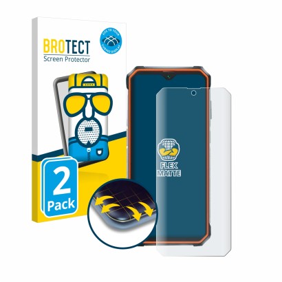 Parte frontal de un envase de producto con el logotipo de la marca BROTECT. Al lado se muestra el dispositivo Blackview BV9200