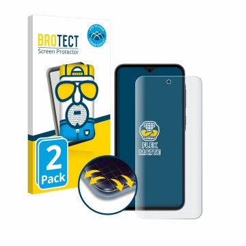 Parte frontale di una confezione del prodotto con il logo del marchio BROTECT. Accanto è raffigurato il dispositivo Samsung Ga