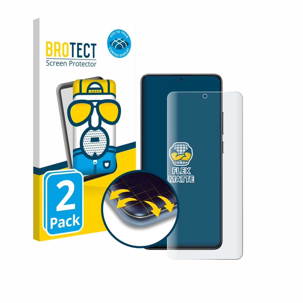 Vorderseite einer Produktverpackung mit dem Markenlogo BROTECT. Daneben ist das Gerät Xiaomi Poco X7 Pro mit dem zugehörigen D