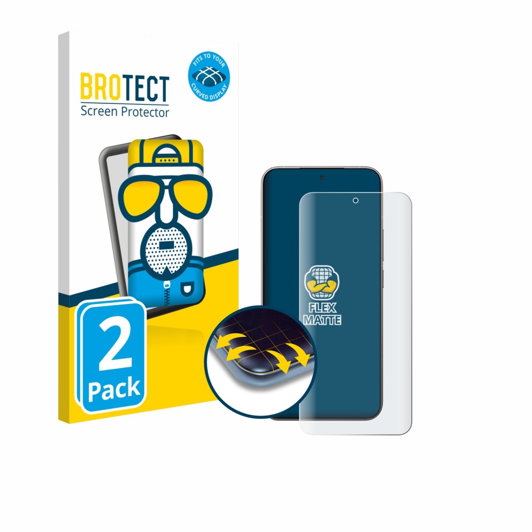 Face avant d’un emballage produit avec le logo de la marque BROTECT. À côté, l’appareil Xiaomi 15T Pro est représenté avec la 