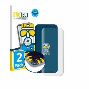 Parte frontal de un envase de producto con el logotipo de la marca BROTECT. Al lado se muestra el dispositivo Vivo V70 con su 