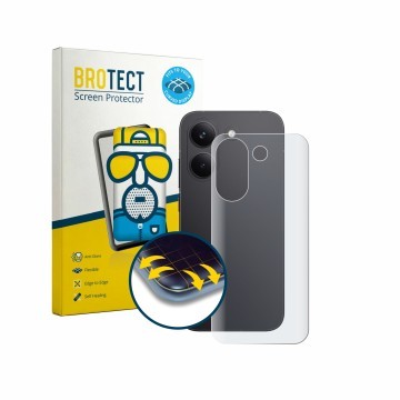 Face avant d’un emballage produit avec le logo de la marque BROTECT. À côté, l’appareil Xiaomi Poco X8 Pro (Arrière) est repré