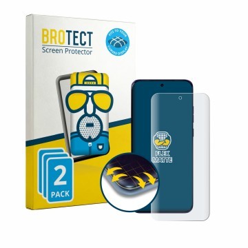 Front side of a product packaging with the brand logo BROTECT. Next to it is the device Motorola Edge 70 Fusion shown with the