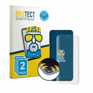 Face avant d’un emballage produit avec le logo de la marque BROTECT. À côté, l’appareil Motorola Edge 70 Pro est représenté av