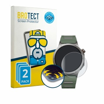 Parte frontal de un envase de producto con el logotipo de la marca BROTECT. Al lado se muestra el dispositivo OnePlus Watch 4 