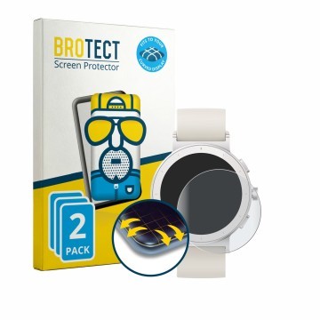 Vorderseite einer Produktverpackung mit dem Markenlogo BROTECT. Daneben ist das Gerät realme Watch S5 mit dem zugehörigen Disp