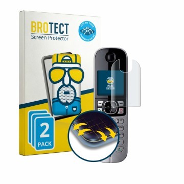 Vorderseite einer Produktverpackung mit dem Markenlogo BROTECT. Daneben ist das Gerät Panasonic KX-TG6823 mit dem zugehörigen 
