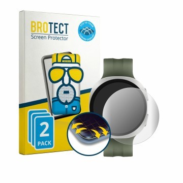 Parte frontal de un envase de producto con el logotipo de la marca BROTECT. Al lado se muestra el dispositivo Samsung Galaxy W