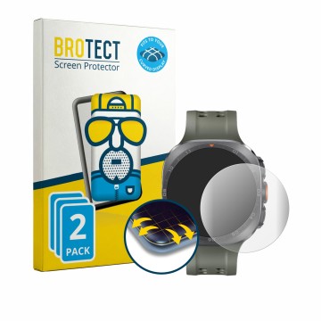 Parte frontal de un envase de producto con el logotipo de la marca BROTECT. Al lado se muestra el dispositivo Samsung Galaxy W