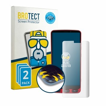 Front side of a product packaging with the brand logo BROTECT. Next to it is the device Olympia Neo Plus shown with the corres