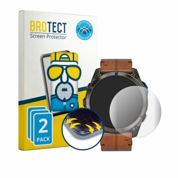 Parte frontale di una confezione del prodotto con il logo del marchio BROTECT. Accanto è raffigurato il dispositivo Garmin D2 