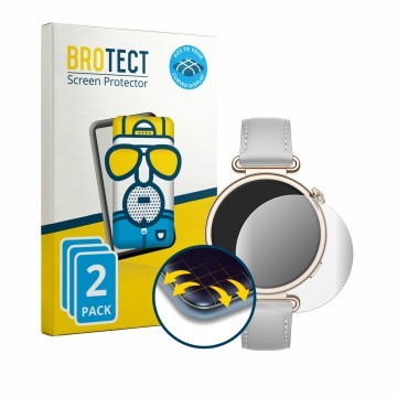 Vorderseite einer Produktverpackung mit dem Markenlogo BROTECT. Daneben ist das Gerät Huawei Watch GT 7 (41 mm) mit dem zugehö