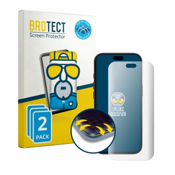 Parte frontale di una confezione del prodotto con il logo del marchio BROTECT. Accanto è raffigurato il dispositivo Apple iPho