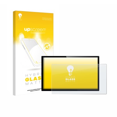 Face avant d’un emballage produit avec le logo de la marque upscreen. À côté, l’appareil est représenté avec la protection d’é