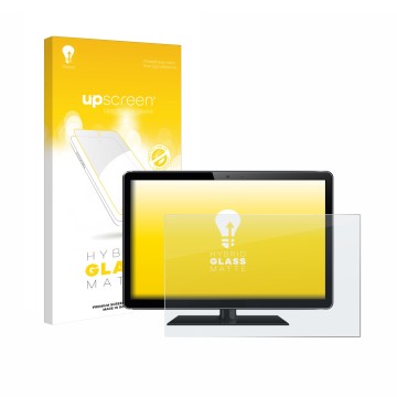 Face avant d’un emballage produit avec le logo de la marque upscreen. À côté, l’appareil est représenté avec la protection d’é