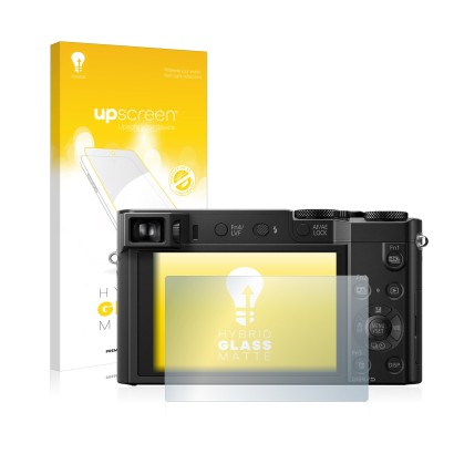 Vorderseite einer Produktverpackung mit dem Markenlogo upscreen. Daneben ist das Gerät Panasonic Lumix DMC-TZ101 mit dem zugeh